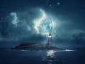 Lighthouses in moonlight Royalty Free Stock Photo