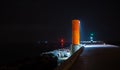 Lighthouses at Night on Pier at Barra Beach Royalty Free Stock Photo