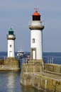 Lighthouses port of Le Palais at belle Ile in fran