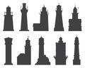 Lighthouses and Searchlights Icons Royalty Free Stock Photo