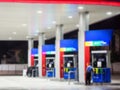 Lighting blur petrol gas station at night Royalty Free Stock Photo