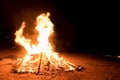 Lighting of bonfires at Jewish holiday of Lag Baomer Royalty Free Stock Photo