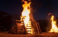 Lighting of bonfires at Jewish holiday of Lag Baomer Royalty Free Stock Photo