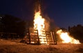 Lighting of bonfires at Jewish holiday of Lag Baomer Royalty Free Stock Photo