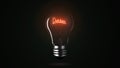 Lighting bulb lamp dream words on black background, 3D rendering Royalty Free Stock Photo
