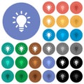 Lighting bulb round flat multi colored icons