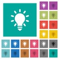Lighting bulb square flat multi colored icons