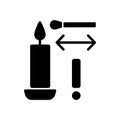 Lighting candle with long match black glyph manual label icon Royalty Free Stock Photo