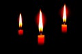 Lighting candles, Burning candle on black background, Candle lit in the dark, Candle flame at night