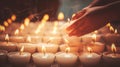 Lighting candles in commemorative rituals to mark events.AI Generated