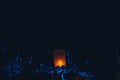 Lighting candles, lanterns in the sky at night in the Lantern Festival Royalty Free Stock Photo