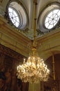 Spanish Royal Palace interior Chandelier design from Madrid City. Spain. Royalty Free Stock Photo