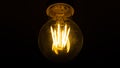 Lighting decor. Retro light bulb. Old dirty lamp dimly lit