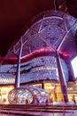 Lighting decoration in front of ION Orchard shopping mall at night time. ION Orchard brings together the world`s best-loved brands