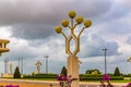 Lighting decoration in the garden of the foundation for peace research in Yamoussoukro Ivory Coast Royalty Free Stock Photo