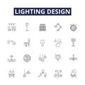 Lighting design line vector icons and signs. Design, Illumination, Scheme, Decor, Effects, Concepts, Illumination