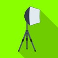 Lighting device on a tripod.Making movie single icon in flat style vector symbol stock illustration web.