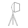 Lighting device on a tripod.Making movie single icon in outline style vector symbol stock illustration web.