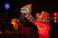 Lighting Dragons and Lion in Chinese New Year.