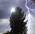 The lighting in dramatic stormy sky Royalty Free Stock Photo