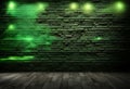 lighting effect gree on empty brick wall background for design