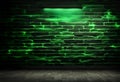 lighting effect gree on empty brick wall background for design