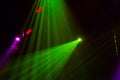 Lighting equipment on the stage of a theatre or concert hall. The rays of light from spotlights. Halogen and led light bulbs Royalty Free Stock Photo