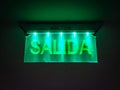 Green lighting exit sign