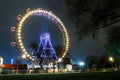 Ferris wheel at night in famous Prater theme amusement Park, Vienna Royalty Free Stock Photo