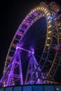 Lighting Ferris wheel at night in Prater Park in Vienna Royalty Free Stock Photo