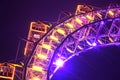 Lighting Ferris wheel in Vienna Prater in the night Royalty Free Stock Photo