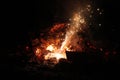 Fireworks in a Dwindling Night Bonfire in the dark Royalty Free Stock Photo