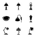 Lighting fixture icons set, simple style