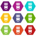 Lighting flash for camera icon set color hexahedron Royalty Free Stock Photo