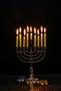 Lighting Hanukkah Candles celebration Royalty Free Stock Photo