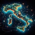 Lighting Italy\'s Way: Power Map with Nodes Aglow, generative ai