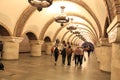 Lighting in the Kiev metro is stylized in antique style