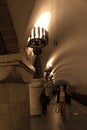 Lighting in the Kiev metro is stylized in antique style