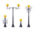 Lighting outdoor garden urban fixture flat set Royalty Free Stock Photo