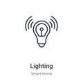 Lighting outline vector icon. Thin line black lighting icon, flat vector simple element illustration from editable smart house