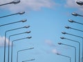 Lighting Poles Arranging on The Highway Bridge