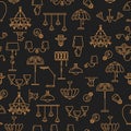 Lighting seamless pattern, Lamp icon. Brand identity graphics, Interior background