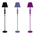 Lighting. Set of three floor lamps on a white background. Vector illustration.