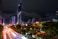 Lighting show in Grand opening Mahanakhon tower in night time