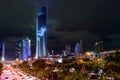 Lighting show in Grand opening Mahanakhon tower in night time