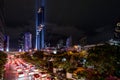 Lighting show in Grand opening Mahanakhon tower in night time