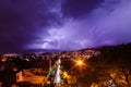 Lighting storm over a city in the night Royalty Free Stock Photo