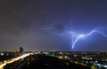 Lighting strikes Ostankino TV tower Royalty Free Stock Photo