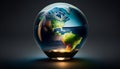 Lighting Up the World Within: A Realistic Depiction of Earth Inside a Light Bulb, Made with Generative AI Royalty Free Stock Photo