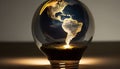 Lighting Up the World Within: A Realistic Depiction of Earth Inside a Light Bulb, Made with Generative AI Royalty Free Stock Photo